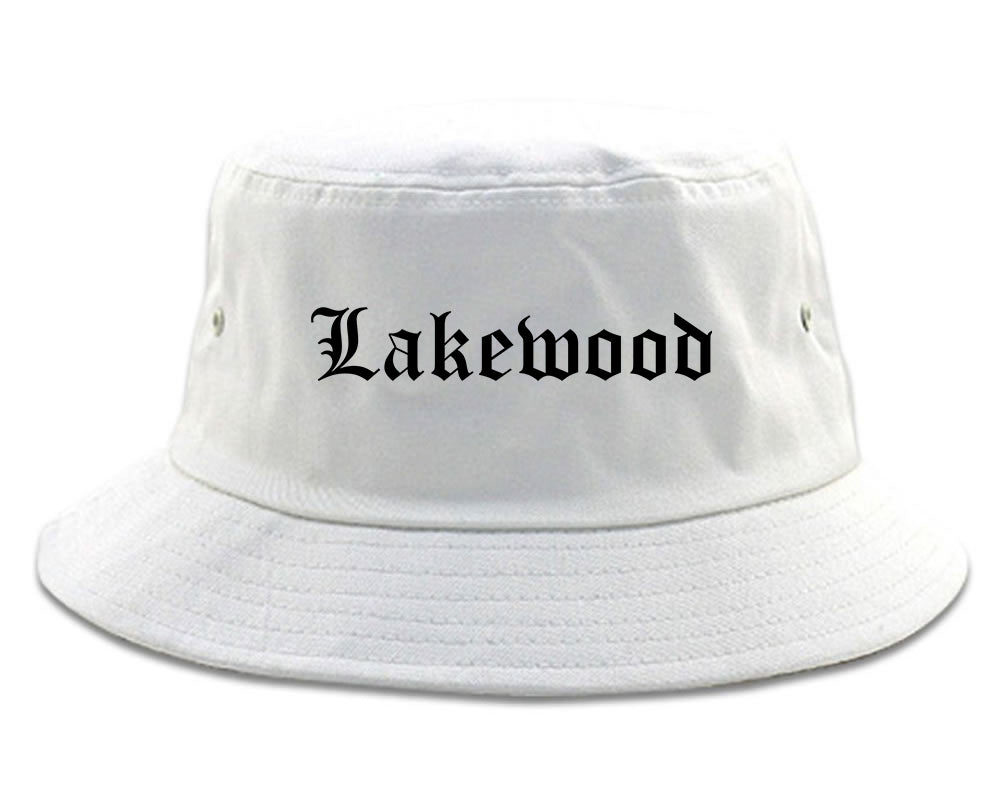 Lakewood Washington WA Old English Mens Bucket Hat White