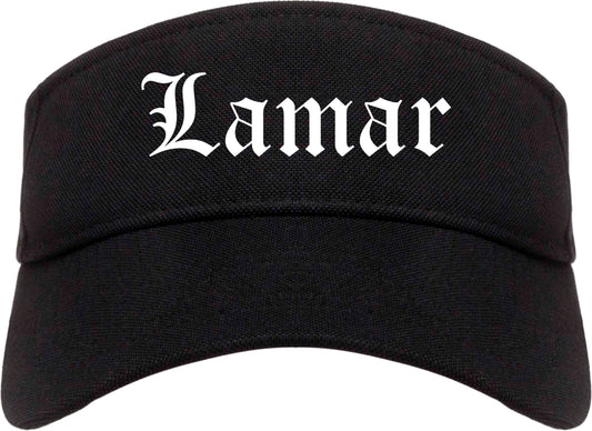 Lamar Colorado CO Old English Mens Visor Cap Hat Black