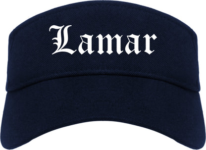 Lamar Colorado CO Old English Mens Visor Cap Hat Navy Blue