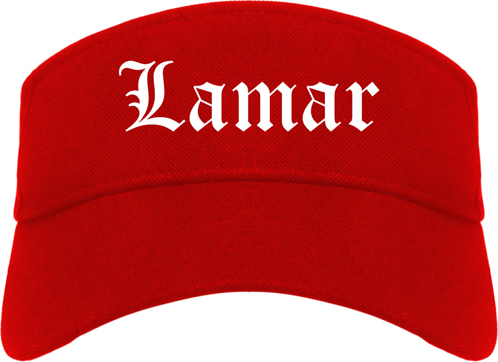 Lamar Colorado CO Old English Mens Visor Cap Hat Red