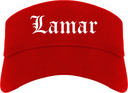 Lamar Colorado CO Old English Mens Visor Cap Hat Red
