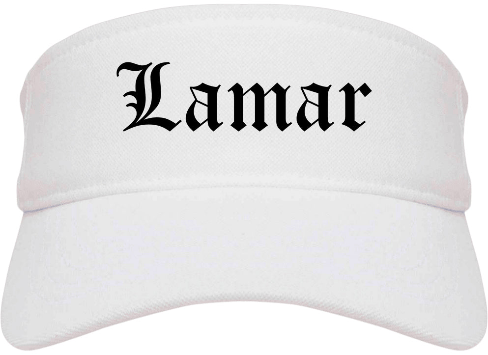 Lamar Colorado CO Old English Mens Visor Cap Hat White