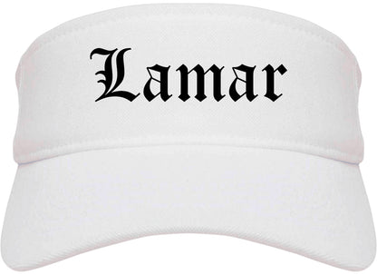 Lamar Colorado CO Old English Mens Visor Cap Hat White