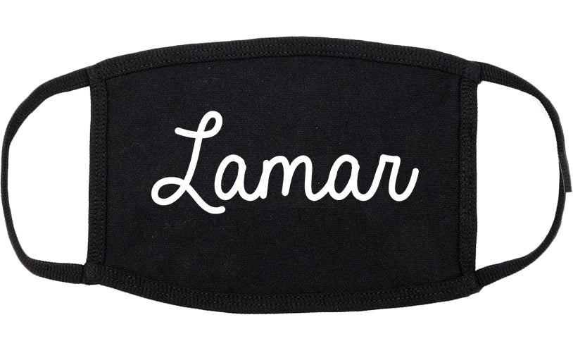 Lamar Missouri MO Script Cotton Face Mask Black