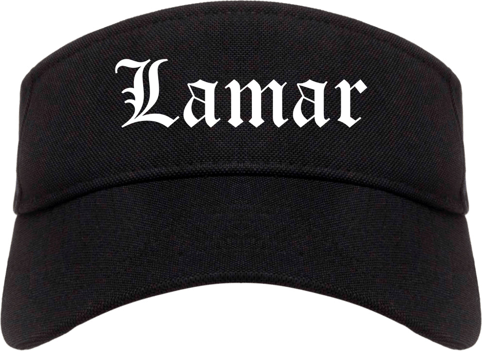 Lamar Missouri MO Old English Mens Visor Cap Hat Black