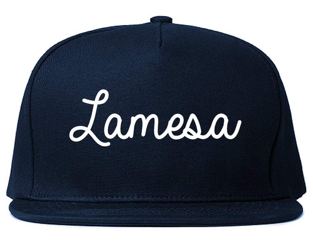 Lamesa Texas TX Script Mens Snapback Hat Navy Blue