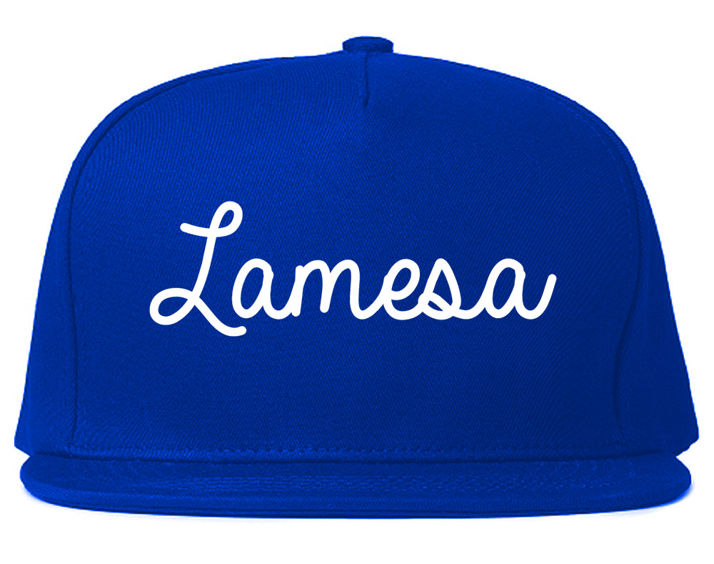 Lamesa Texas TX Script Mens Snapback Hat Royal Blue
