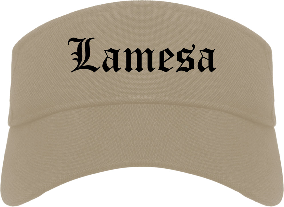 Lamesa Texas TX Old English Mens Visor Cap Hat Khaki
