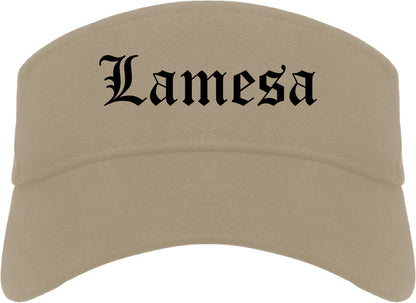 Lamesa Texas TX Old English Mens Visor Cap Hat Khaki