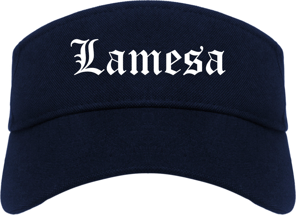 Lamesa Texas TX Old English Mens Visor Cap Hat Navy Blue