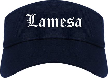 Lamesa Texas TX Old English Mens Visor Cap Hat Navy Blue
