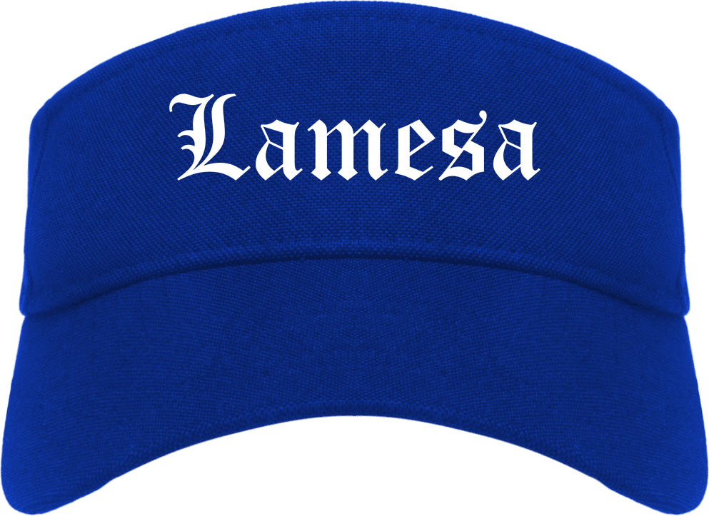 Lamesa Texas TX Old English Mens Visor Cap Hat Royal Blue