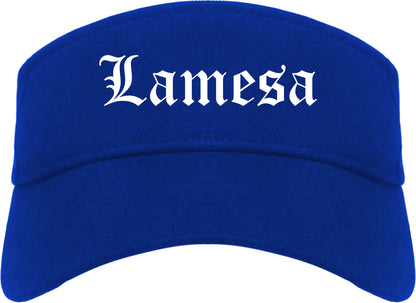 Lamesa Texas TX Old English Mens Visor Cap Hat Royal Blue