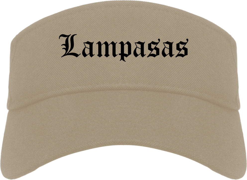 Lampasas Texas TX Old English Mens Visor Cap Hat Khaki