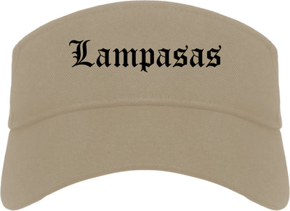 Lampasas Texas TX Old English Mens Visor Cap Hat Khaki