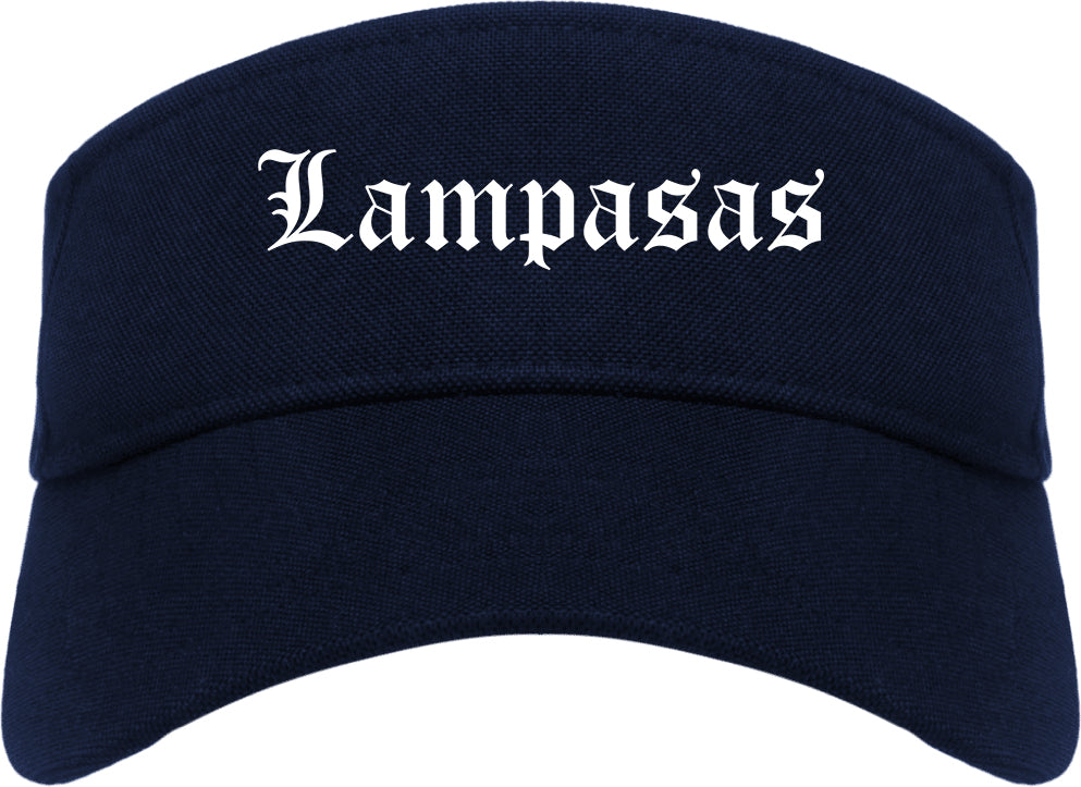 Lampasas Texas TX Old English Mens Visor Cap Hat Navy Blue