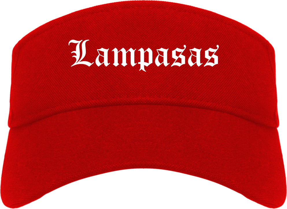 Lampasas Texas TX Old English Mens Visor Cap Hat Red