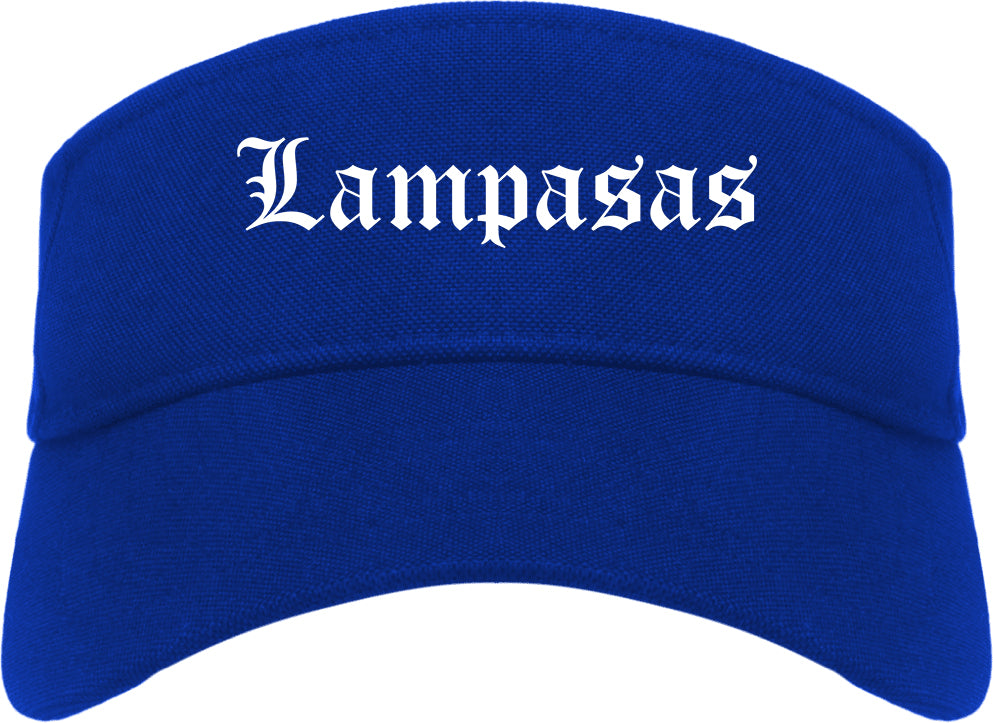 Lampasas Texas TX Old English Mens Visor Cap Hat Royal Blue