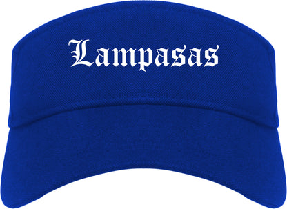 Lampasas Texas TX Old English Mens Visor Cap Hat Royal Blue
