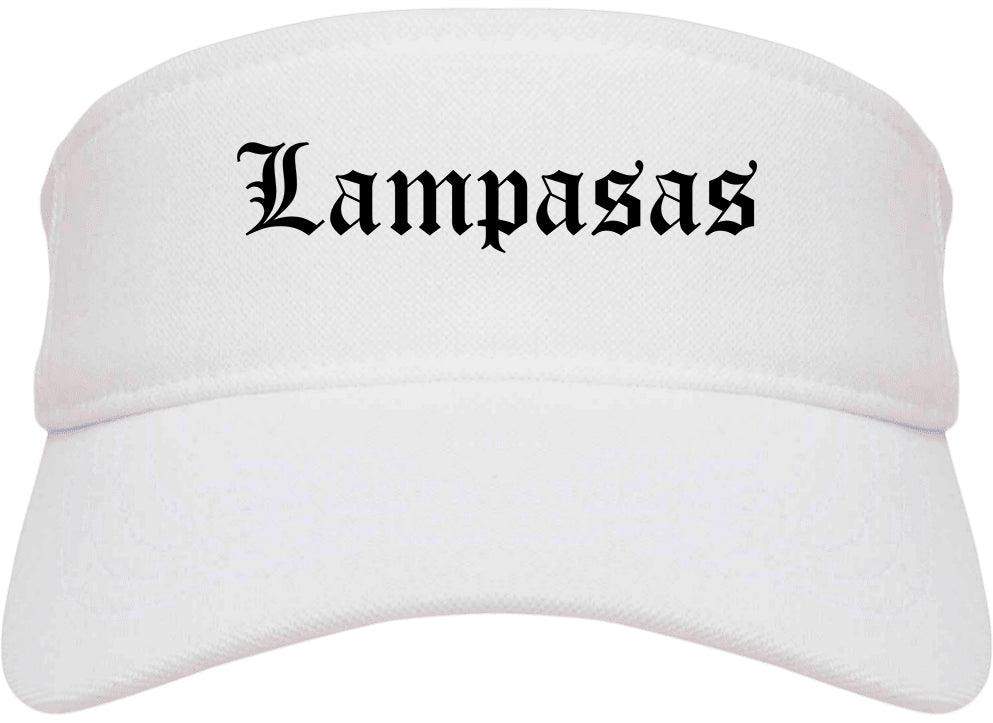 Lampasas Texas TX Old English Mens Visor Cap Hat White