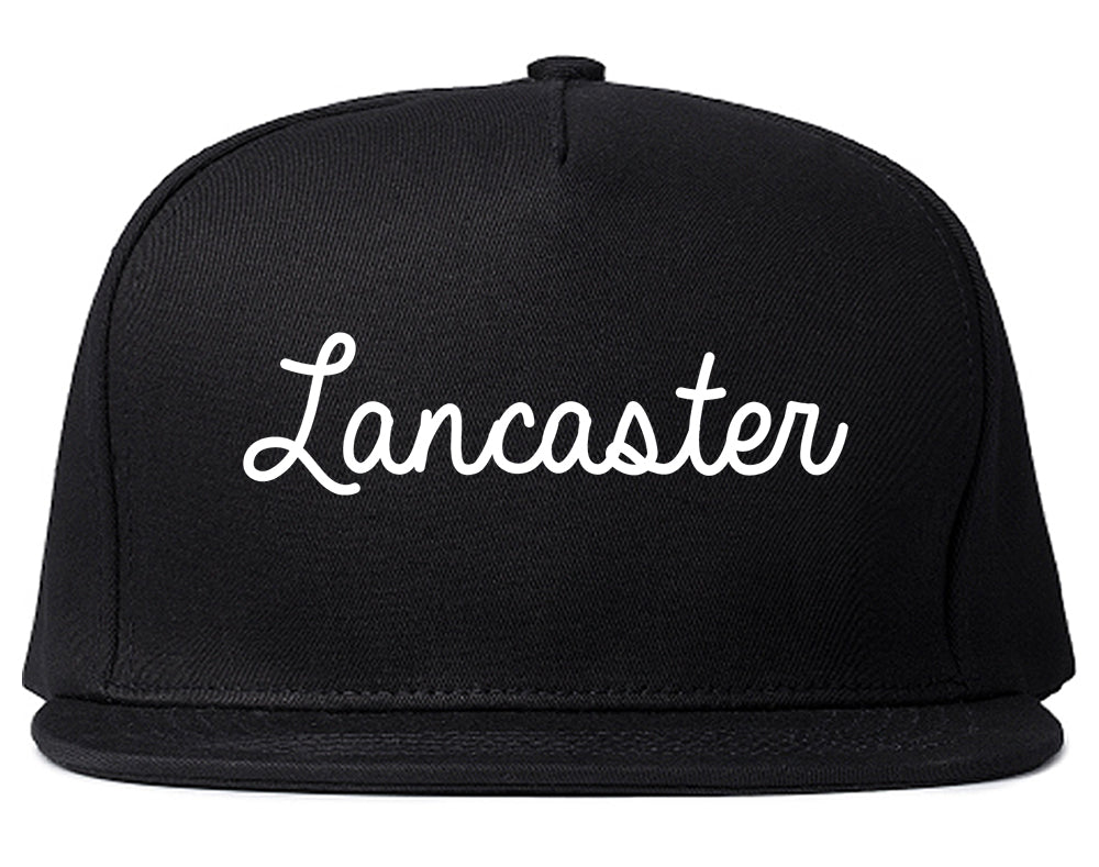 Lancaster New York NY Script Mens Snapback Hat Black