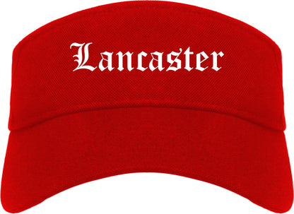 Lancaster New York NY Old English Mens Visor Cap Hat Red