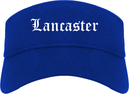 Lancaster New York NY Old English Mens Visor Cap Hat Royal Blue