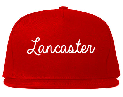 Lancaster Texas TX Script Mens Snapback Hat Red