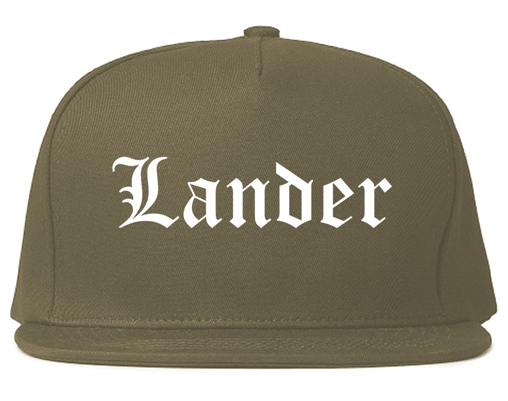 Lander Wyoming WY Old English Mens Snapback Hat Grey