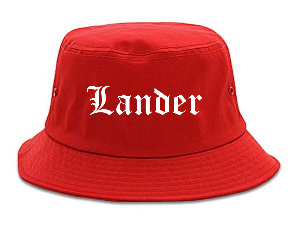 Lander Wyoming WY Old English Mens Bucket Hat Red