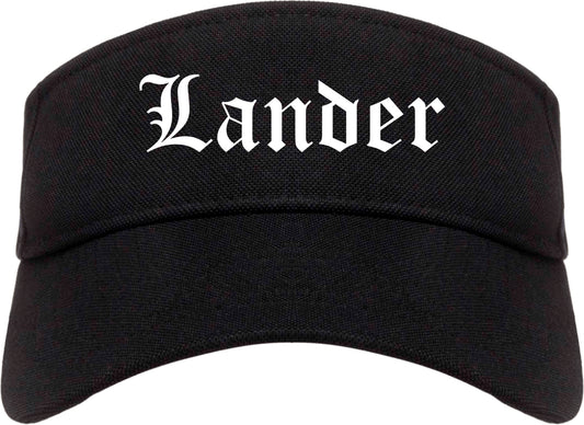 Lander Wyoming WY Old English Mens Visor Cap Hat Black