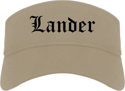 Lander Wyoming WY Old English Mens Visor Cap Hat Khaki