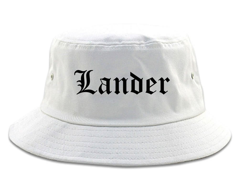 Lander Wyoming WY Old English Mens Bucket Hat White