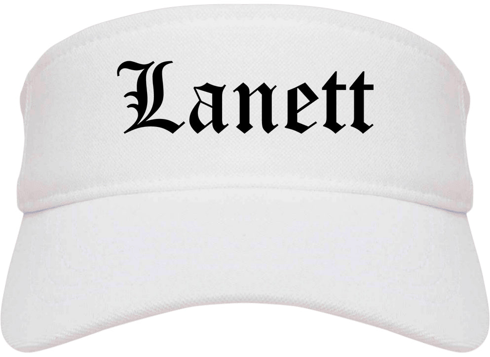 Lanett Alabama AL Old English Mens Visor Cap Hat White