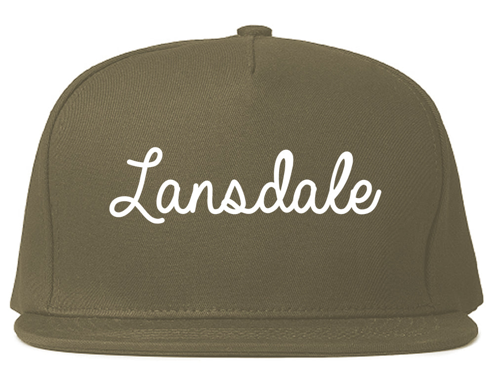 Lansdale Pennsylvania PA Script Mens Snapback Hat Grey