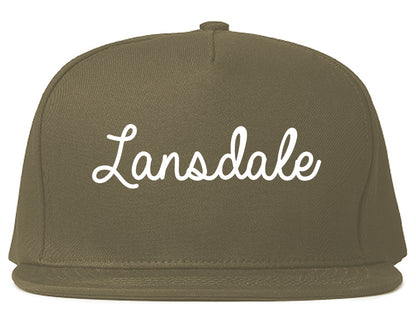 Lansdale Pennsylvania PA Script Mens Snapback Hat Grey