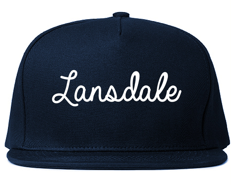 Lansdale Pennsylvania PA Script Mens Snapback Hat Navy Blue