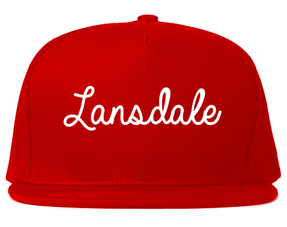 Lansdale Pennsylvania PA Script Mens Snapback Hat Red