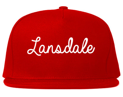 Lansdale Pennsylvania PA Script Mens Snapback Hat Red