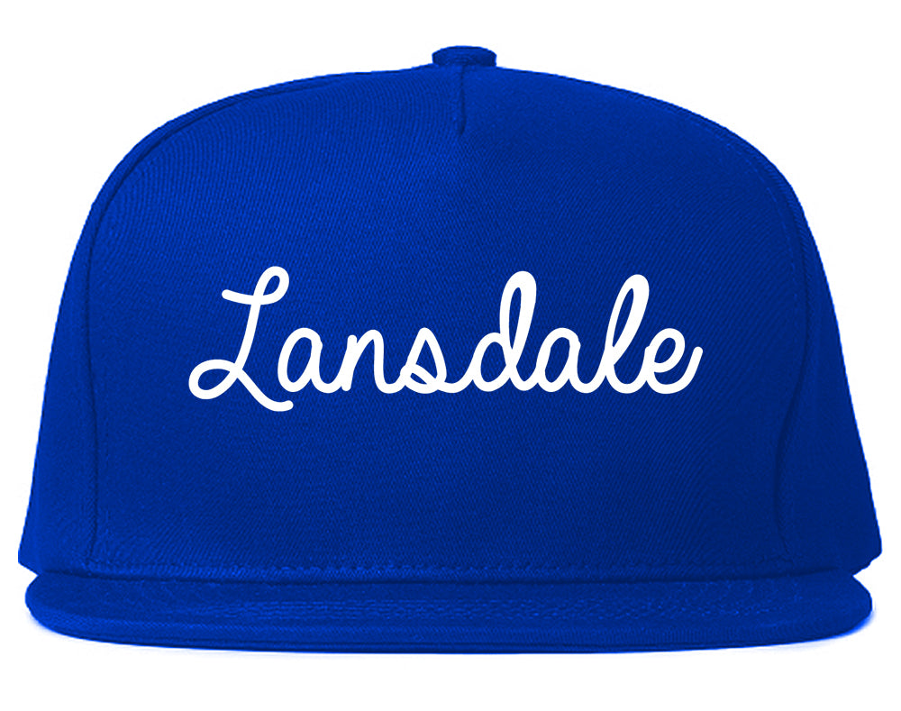 Lansdale Pennsylvania PA Script Mens Snapback Hat Royal Blue