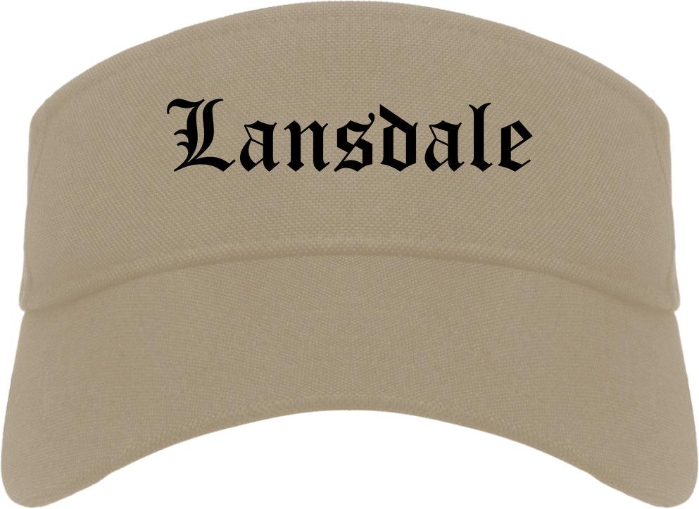 Lansdale Pennsylvania PA Old English Mens Visor Cap Hat Khaki