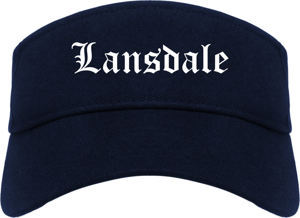Lansdale Pennsylvania PA Old English Mens Visor Cap Hat Navy Blue
