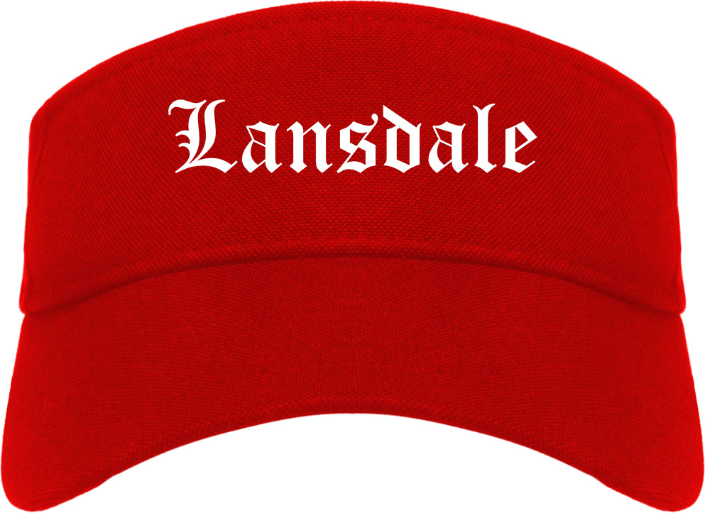 Lansdale Pennsylvania PA Old English Mens Visor Cap Hat Red