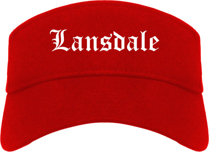 Lansdale Pennsylvania PA Old English Mens Visor Cap Hat Red