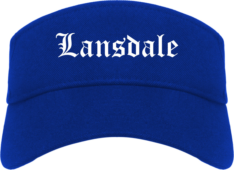 Lansdale Pennsylvania PA Old English Mens Visor Cap Hat Royal Blue
