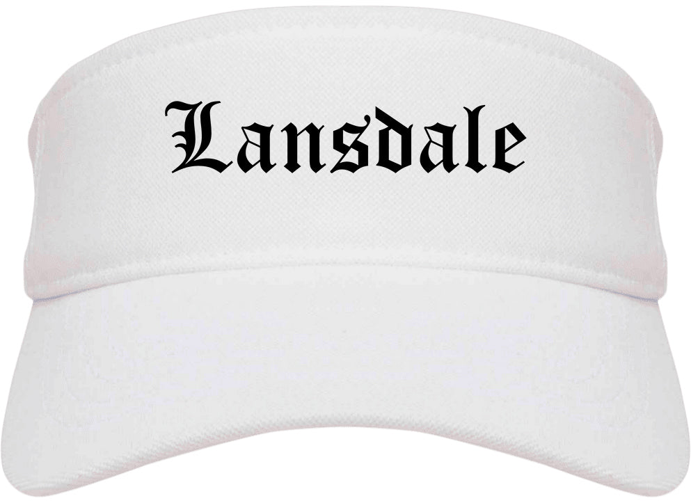 Lansdale Pennsylvania PA Old English Mens Visor Cap Hat White