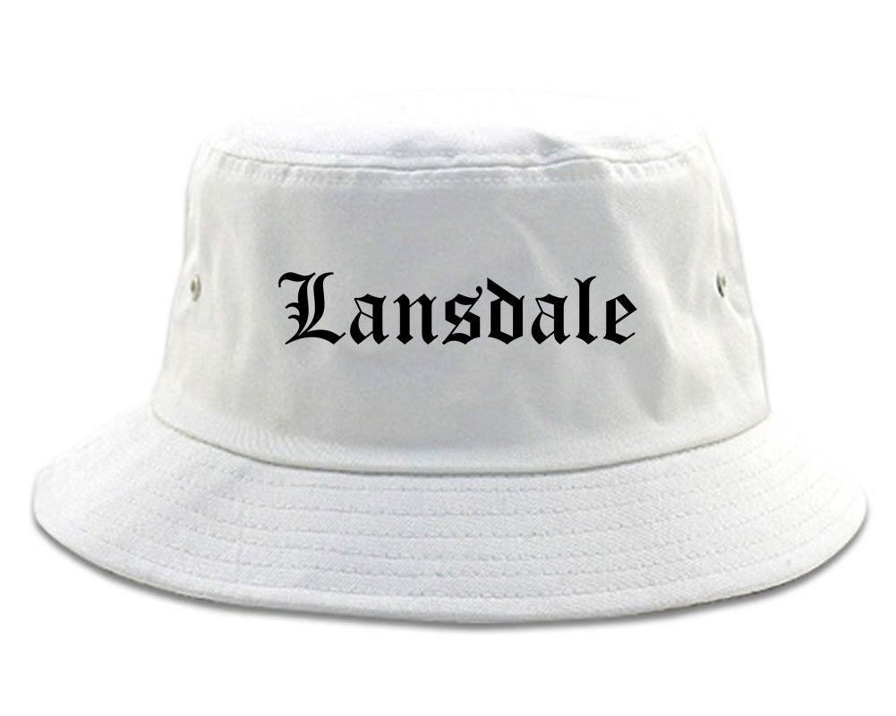 Lansdale Pennsylvania PA Old English Mens Bucket Hat White