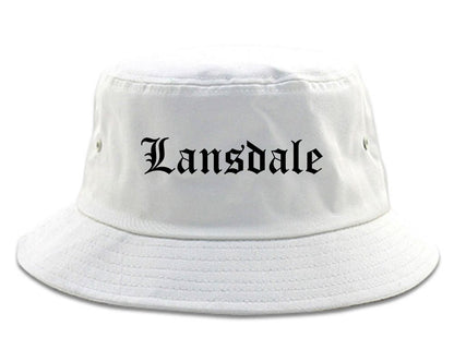 Lansdale Pennsylvania PA Old English Mens Bucket Hat White