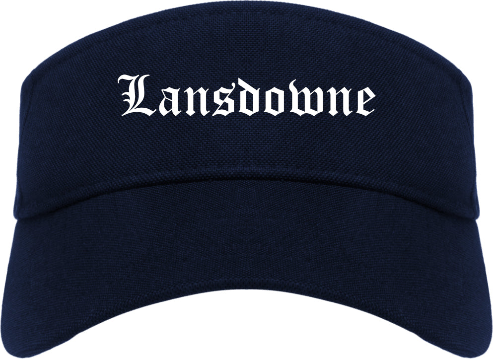 Lansdowne Pennsylvania PA Old English Mens Visor Cap Hat Navy Blue