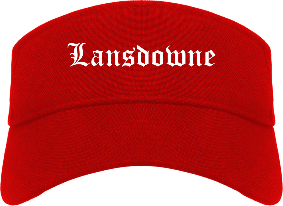Lansdowne Pennsylvania PA Old English Mens Visor Cap Hat Red
